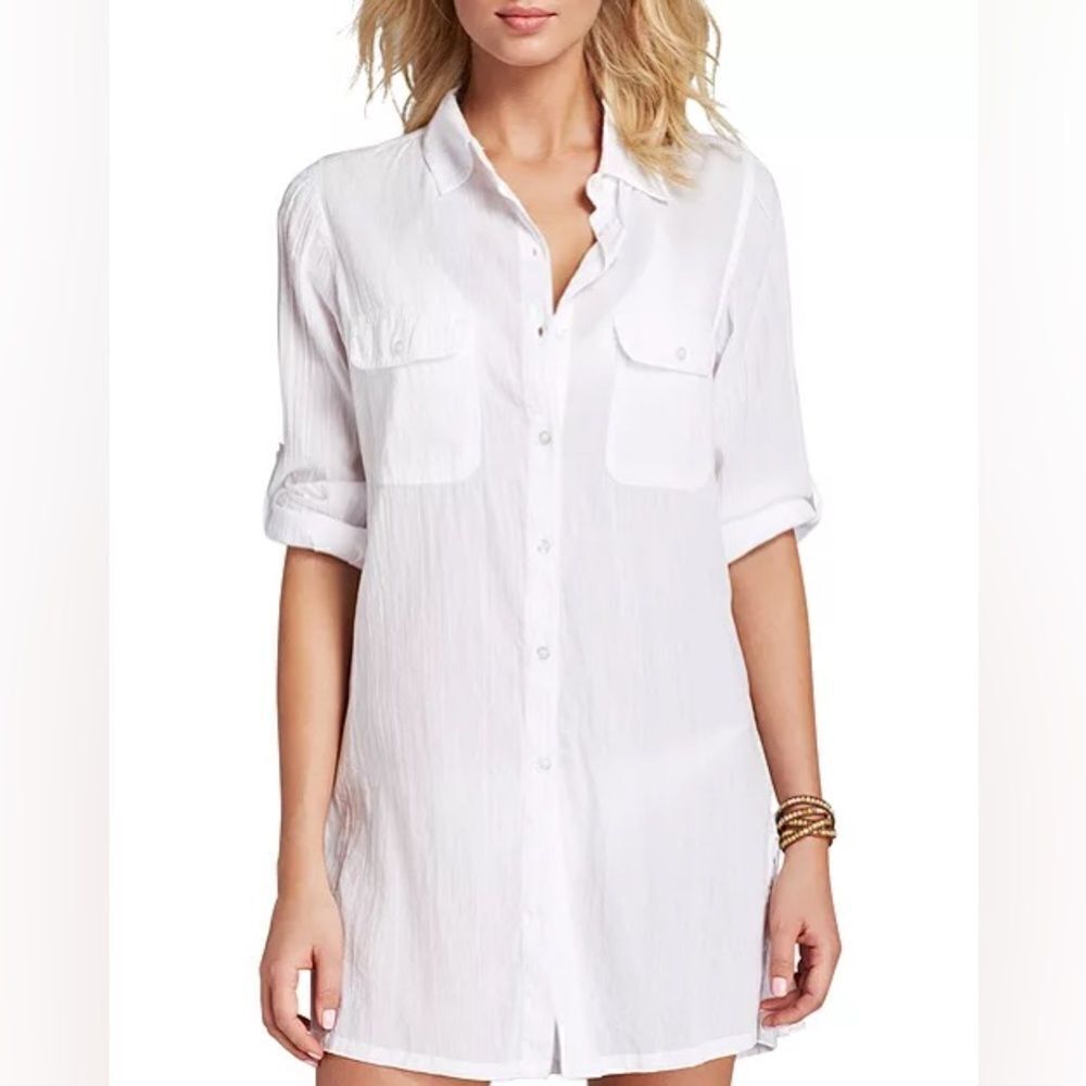 NWT - Lauren Ralph Lauren  Cotton Shirt Swim Cover-Up XL